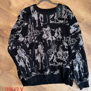 Western print sweater